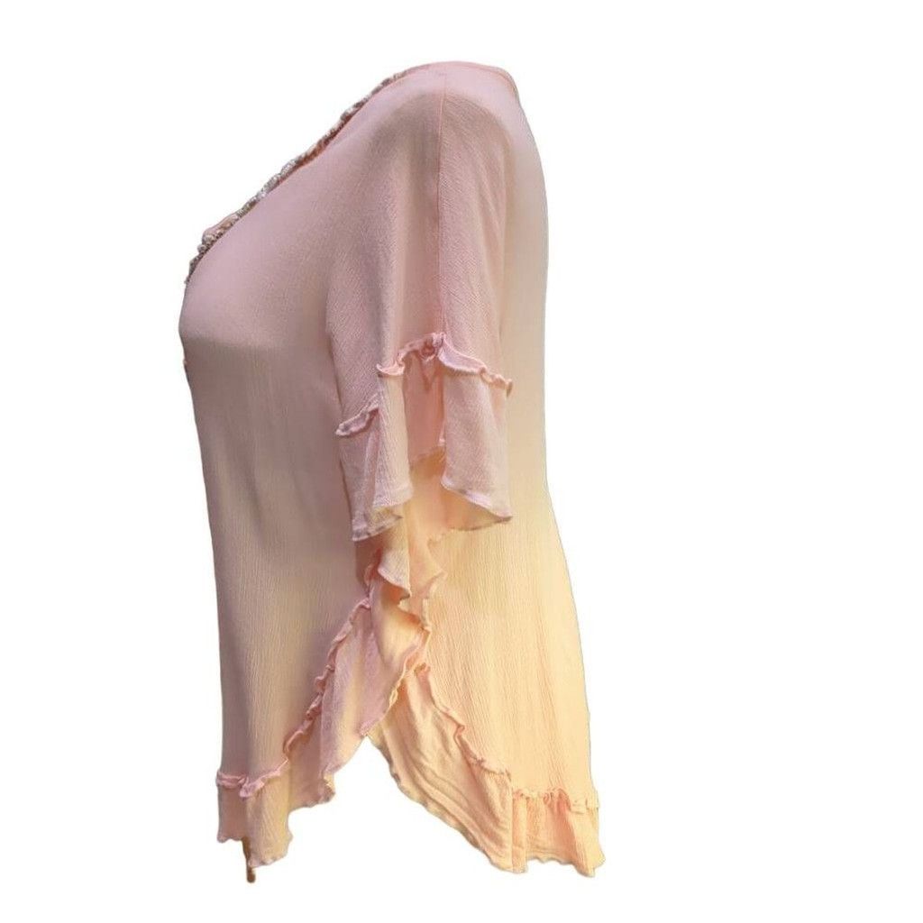 Other Azara Paris Womens Pink Gauze Beaded Beach Tunic Batwing Size M / US 6-8 / IT 42-44 - 4 Thumbnail