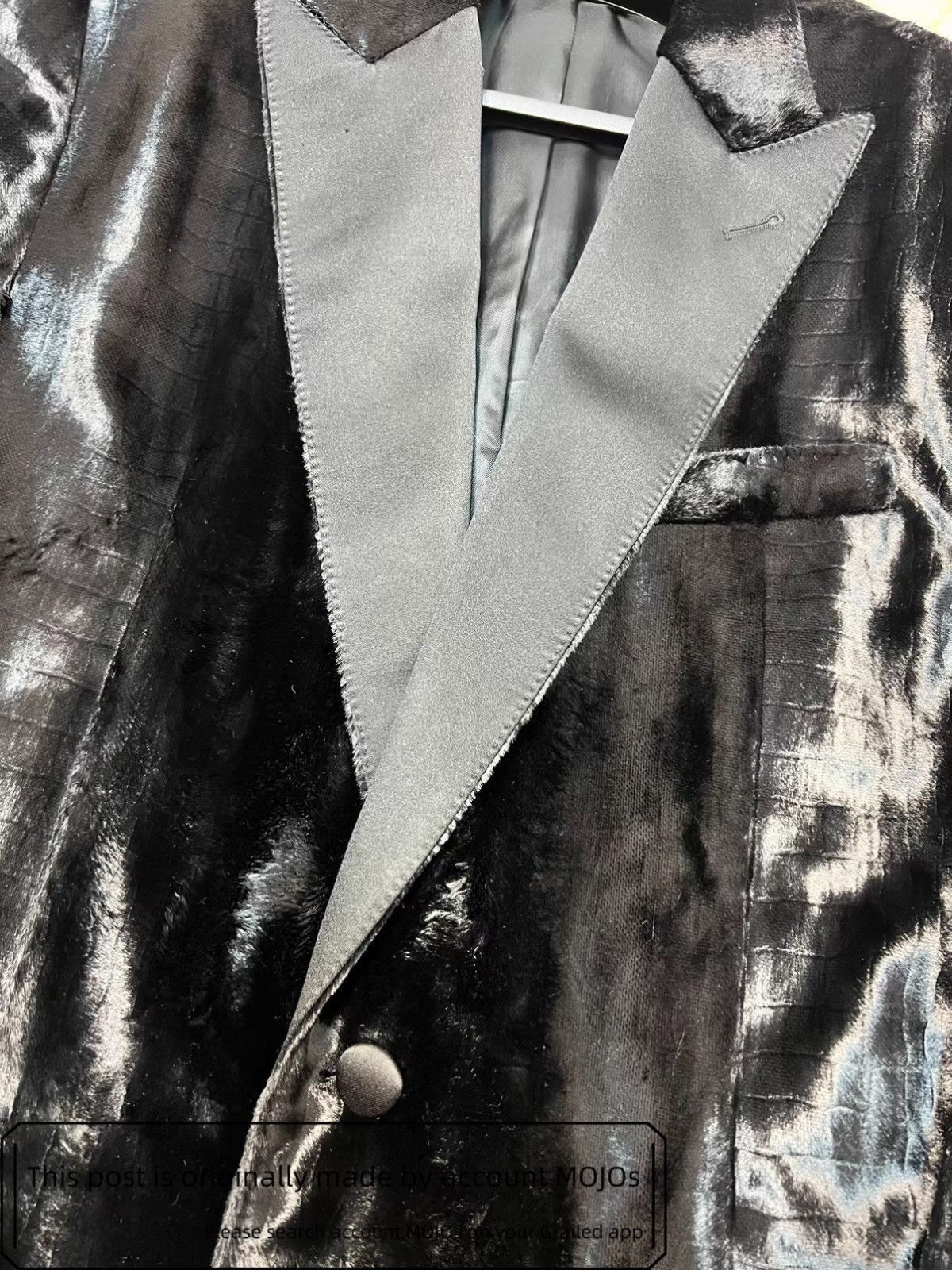 Celine Sz 48 Celine 19AW Alligator Pattern Velvet Blazer mojos14592 Size US M / EU 48-50 / 2 - 3 Thumbnail