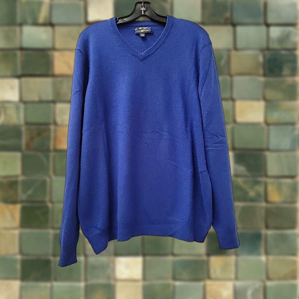 Club Room Club Room Sweater Mens L Blue Estate Cashmere V Neck Pullover Soft Knit Pullover Casual Business Mens Size US L / EU 52-54 / 3 - 1 Thumbnail