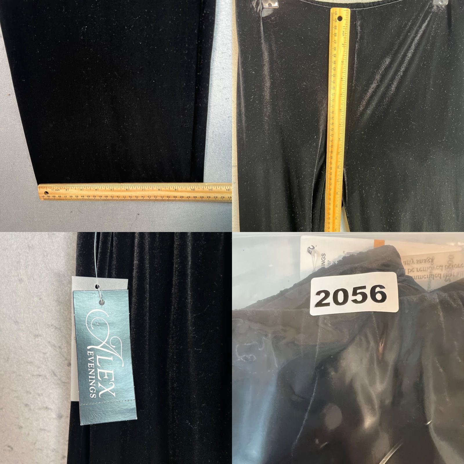 Alex Evenings Alex Evenings Womens Slim Black Velour Pull-On Wide-Leg Pants S NEW Velour Dress Pants Size 28" / US 6 / IT 42 - 8 Thumbnail