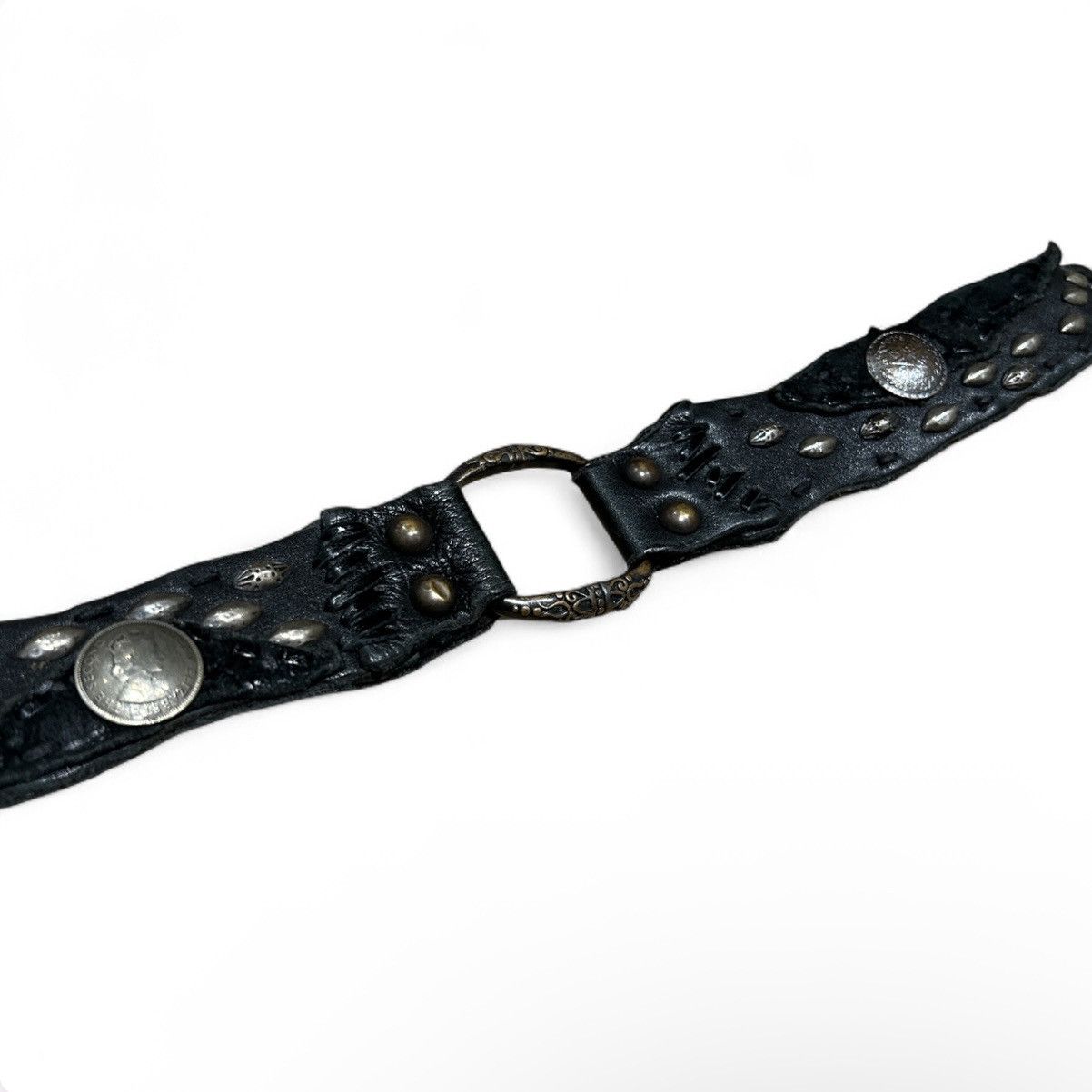 14th Addiction 14th Addiction Leather Stud Belt Size 32 - 9 Thumbnail