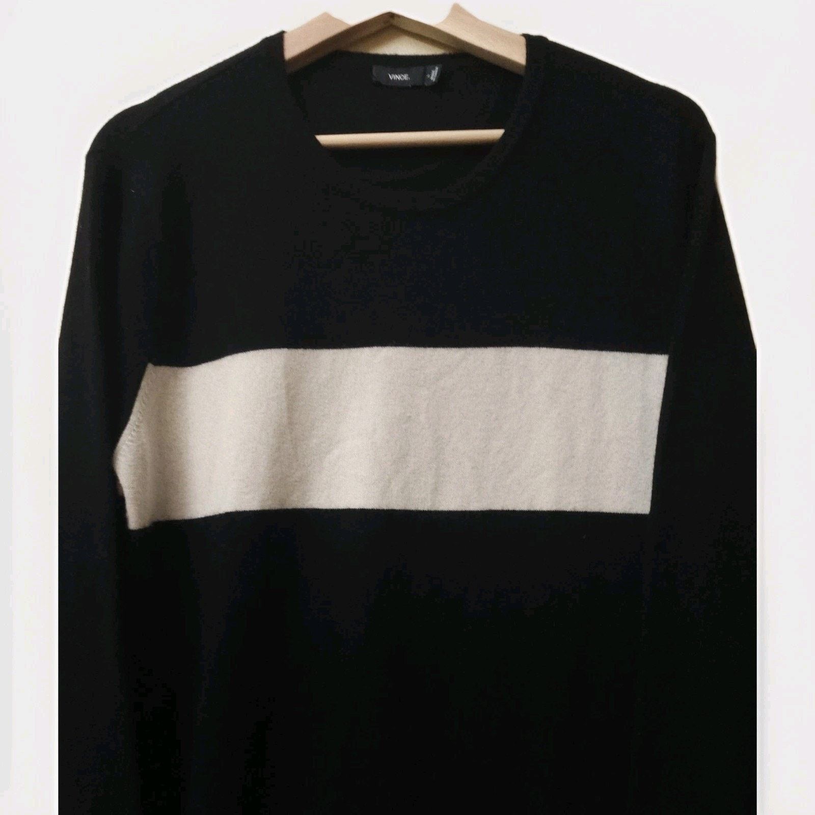 Vince VINCE Cashmere Wool Trimless Pullover Sweater Black White L Size L / US 10 / IT 46 - 2 Thumbnail