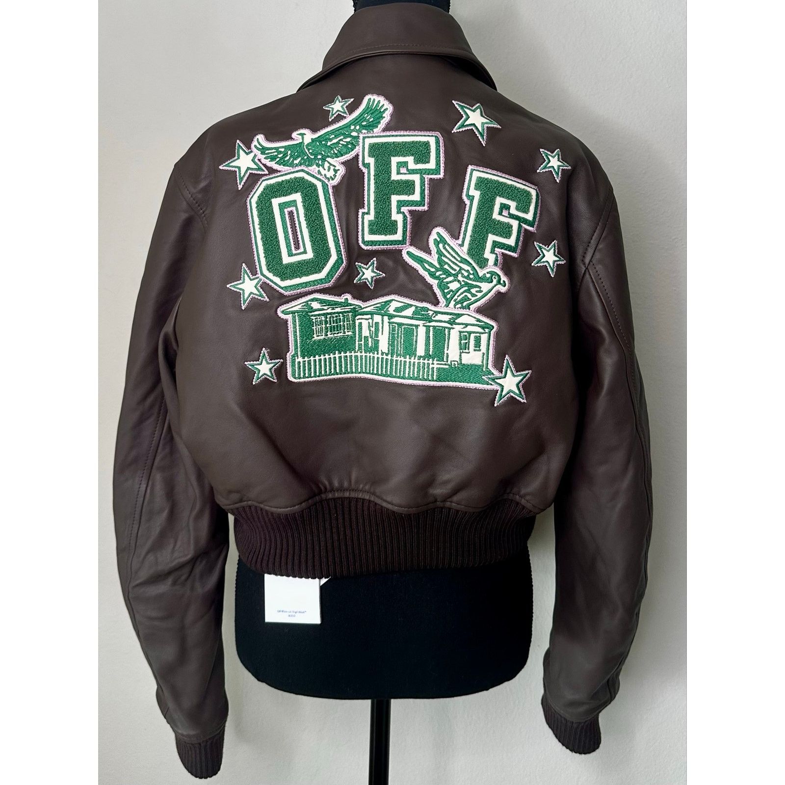 Off-White Off-White Virgil Abloh Trap House Crop Leather Varsity IT 40 Size S / US 4 / IT 40 - 5 Thumbnail