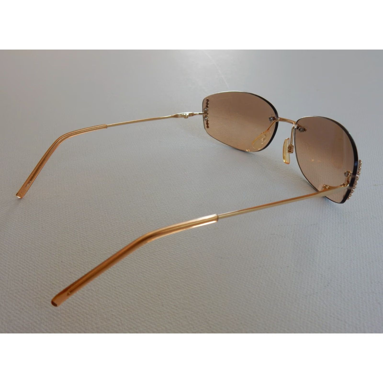 Liz Claiborne VINTAGE Liz Claiborne Sunglasses Women Rimless Gold Small Crystals Size ONE SIZE - 4 Thumbnail
