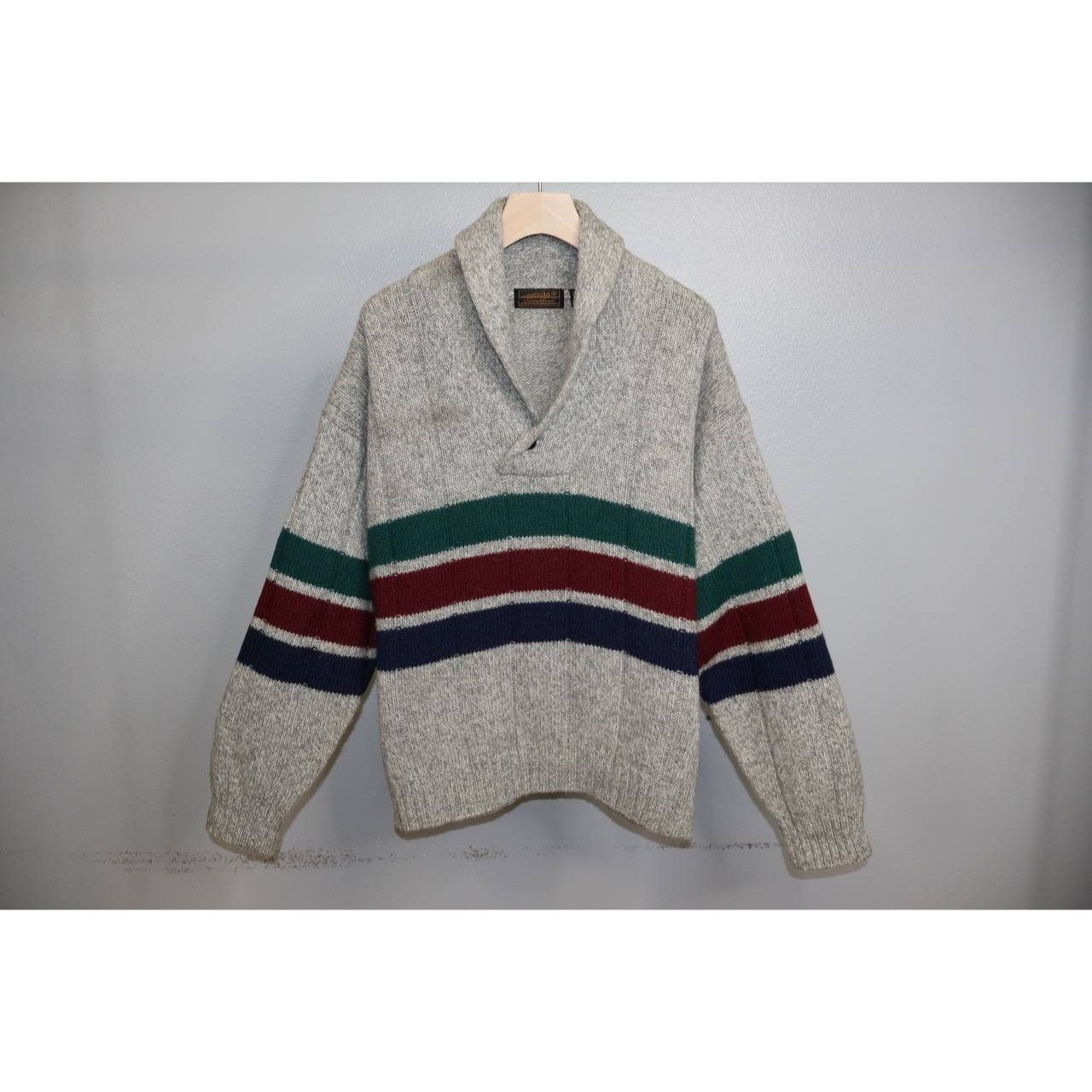 Eddie Bauer Vintage 1990s Eddie Bauer Mens Striped Wool Cowl Neck Size US L / EU 52-54 / 3 - 8 Thumbnail
