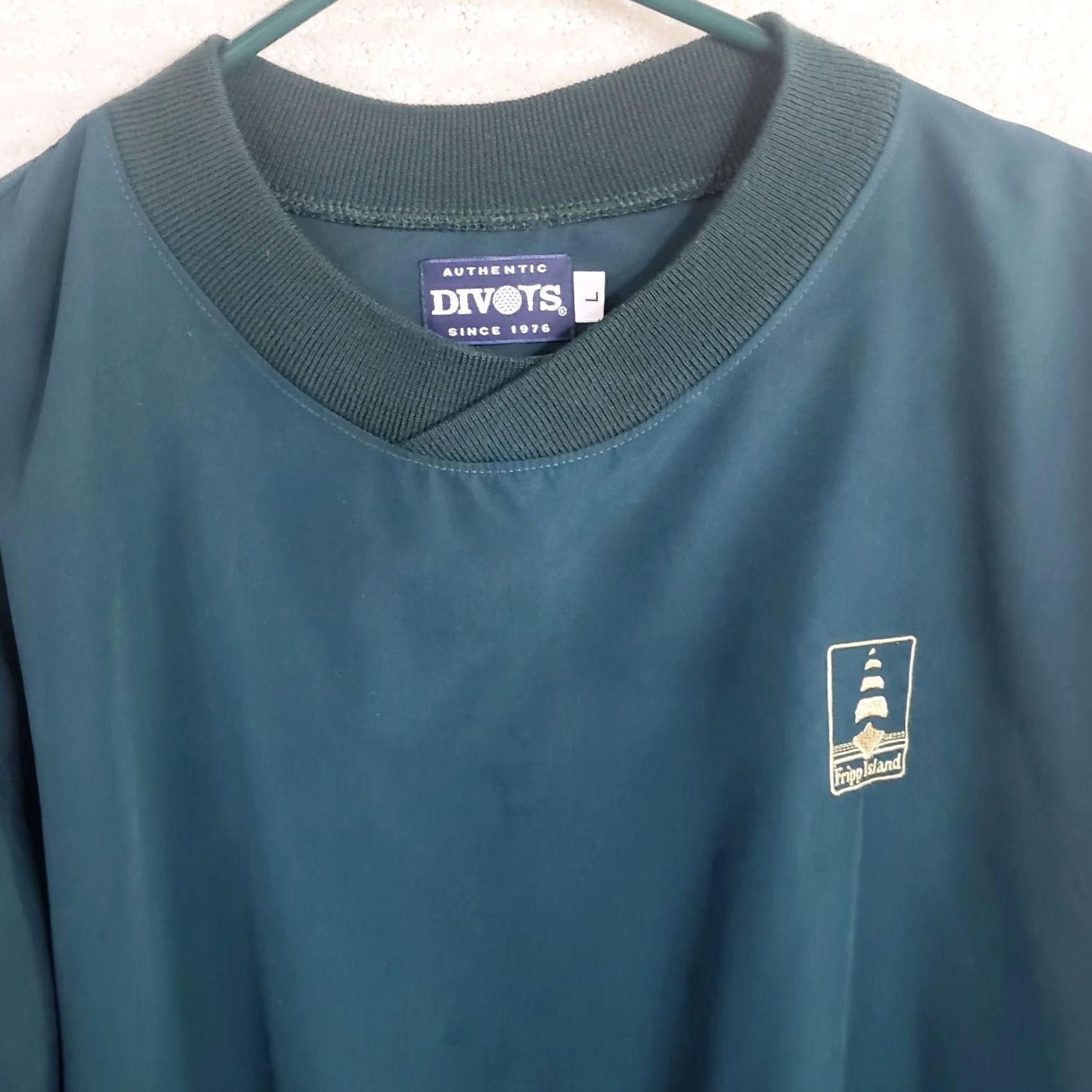 Vintage VINTAGE Divots Fripp Island Pullover Windbreaker Jacket Men L Green Zip V-neck Golf Windbreaker Mens Size US L / EU 52-54 / 3 - 3 Thumbnail
