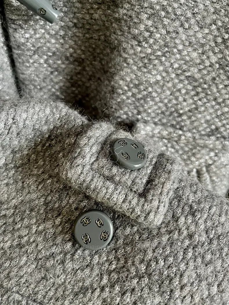 Chanel Chanel Silver Grey Cow Horn Buckle Cashmere Hooded Coat Size M / US 6-8 / IT 42-44 - 5 Thumbnail