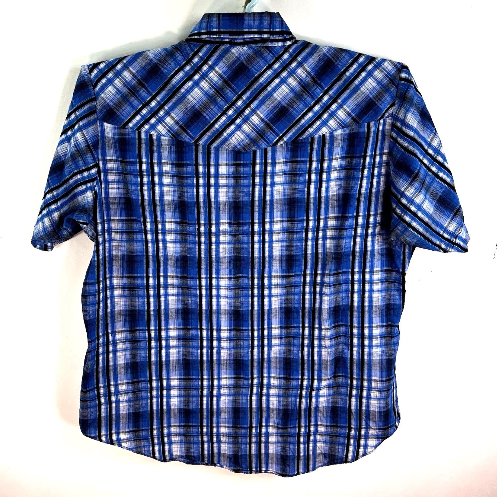 Vintage Ely Cattleman Plaid Pearl Snap Short Sleeve Shirt Mens XL Blue Shirt Size US XL / EU 56 / 4 - 7 Thumbnail