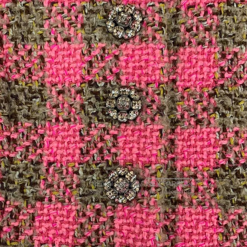 Chanel Chanel 22K pink plaid stand-up collar tweed jacket Size XXS / US 00 / IT 34 - 5 Thumbnail