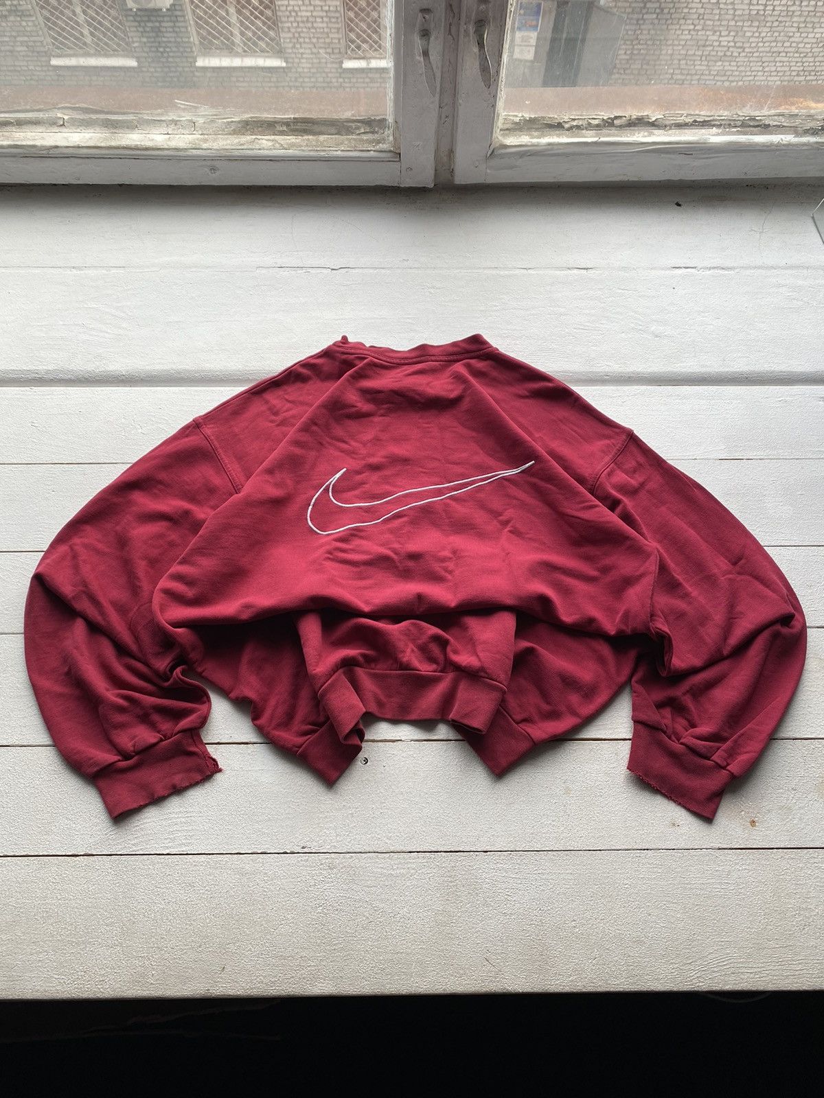 Nike × Vintage 🔥90s Nike Big Logo Swoosh Red Oversized Sweatshirt y2k rare Size US XL / EU 56 / 4 - 1 Thumbnail