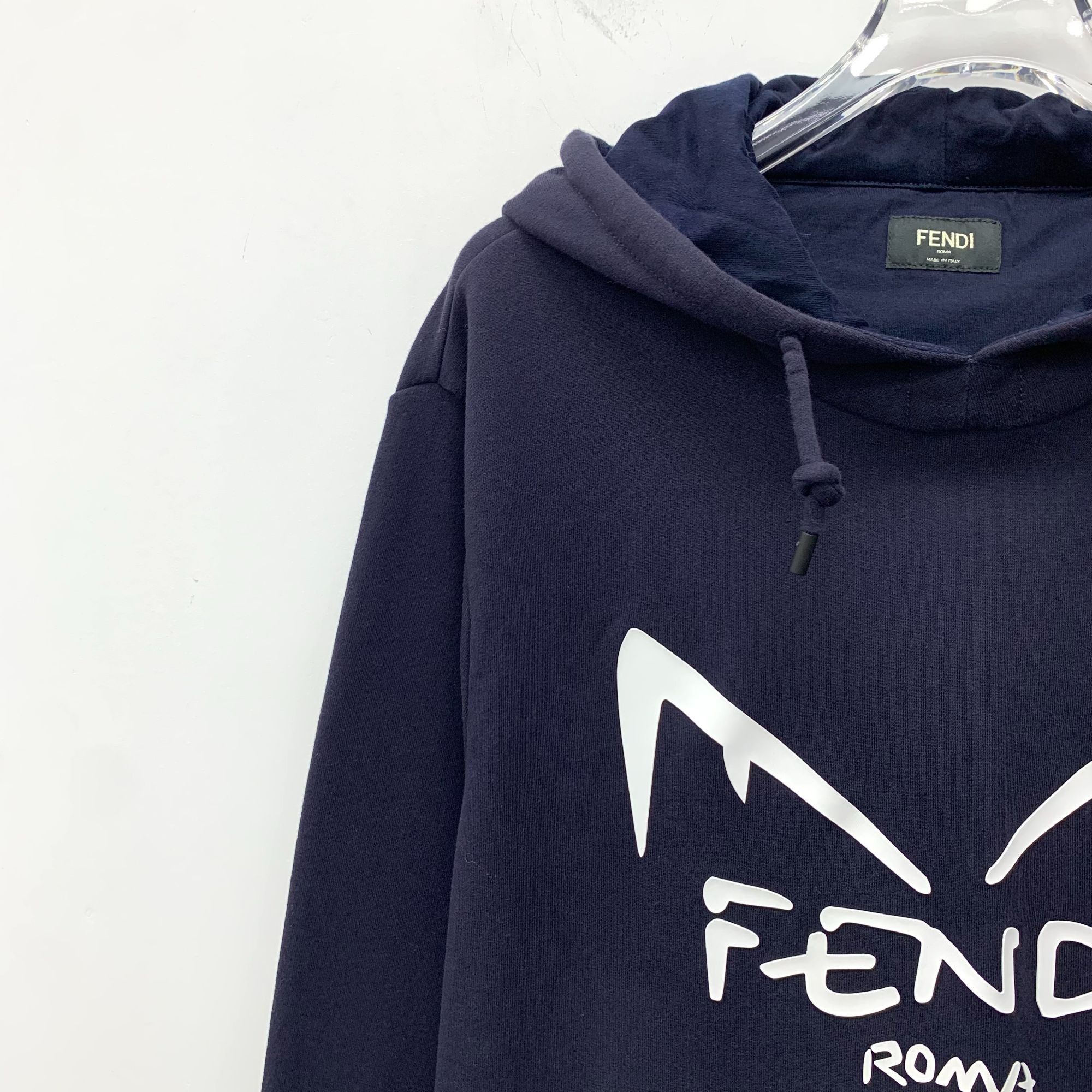 Fendi Fendi Roma Deep Blue Cotton Hooded Sweatshirt With Drawstrin Size US M / EU 48-50 / 2 - 6 Thumbnail