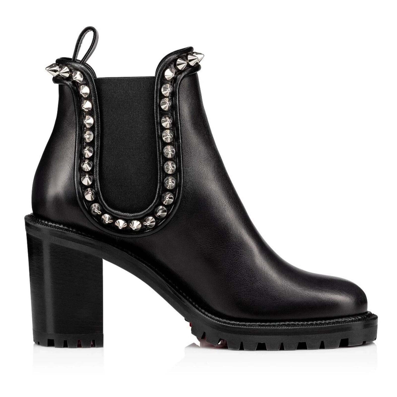 Christian Louboutin Christian Louboutin Capahutta 70 Black Leather Spike Ankle Size US 7 / IT 37 - 5 Thumbnail
