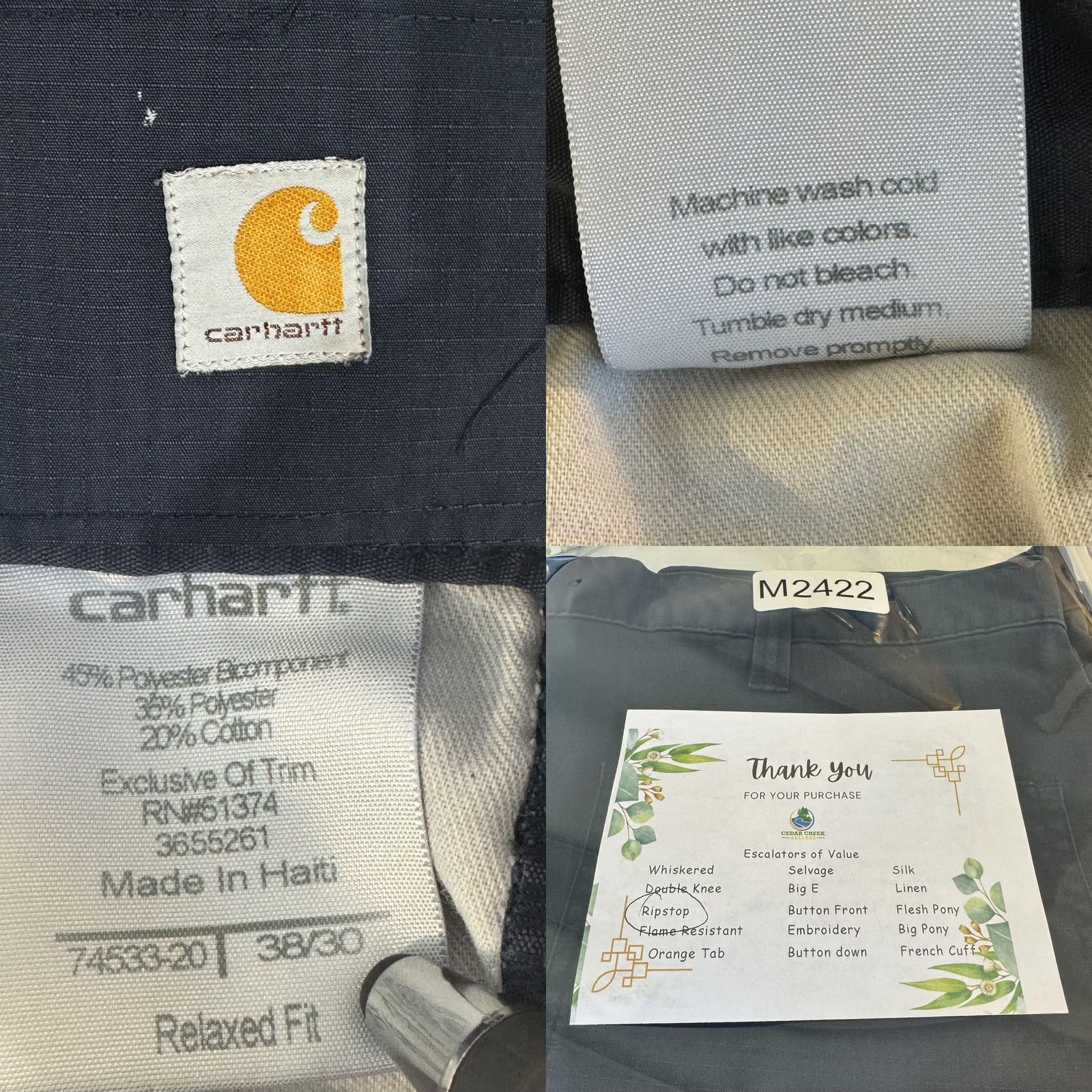 Carhartt Carhartt Men's Pants 38x30 Navy Relaxed Fit Ripstop Cargo Workwear Carhartt 74533-33 Less-Than-Excellent Condition Good Size US 38 / EU 54 - 8 Thumbnail