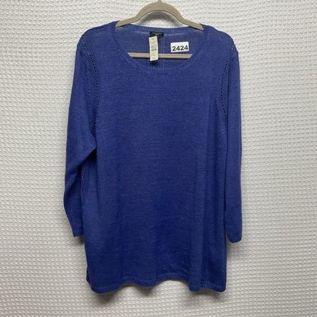 Talbots NWT Talbots Linen Knit Long Sleeve ScoopNeck Sweater Women3X Size 3XL / US 20-22 - 6 Thumbnail