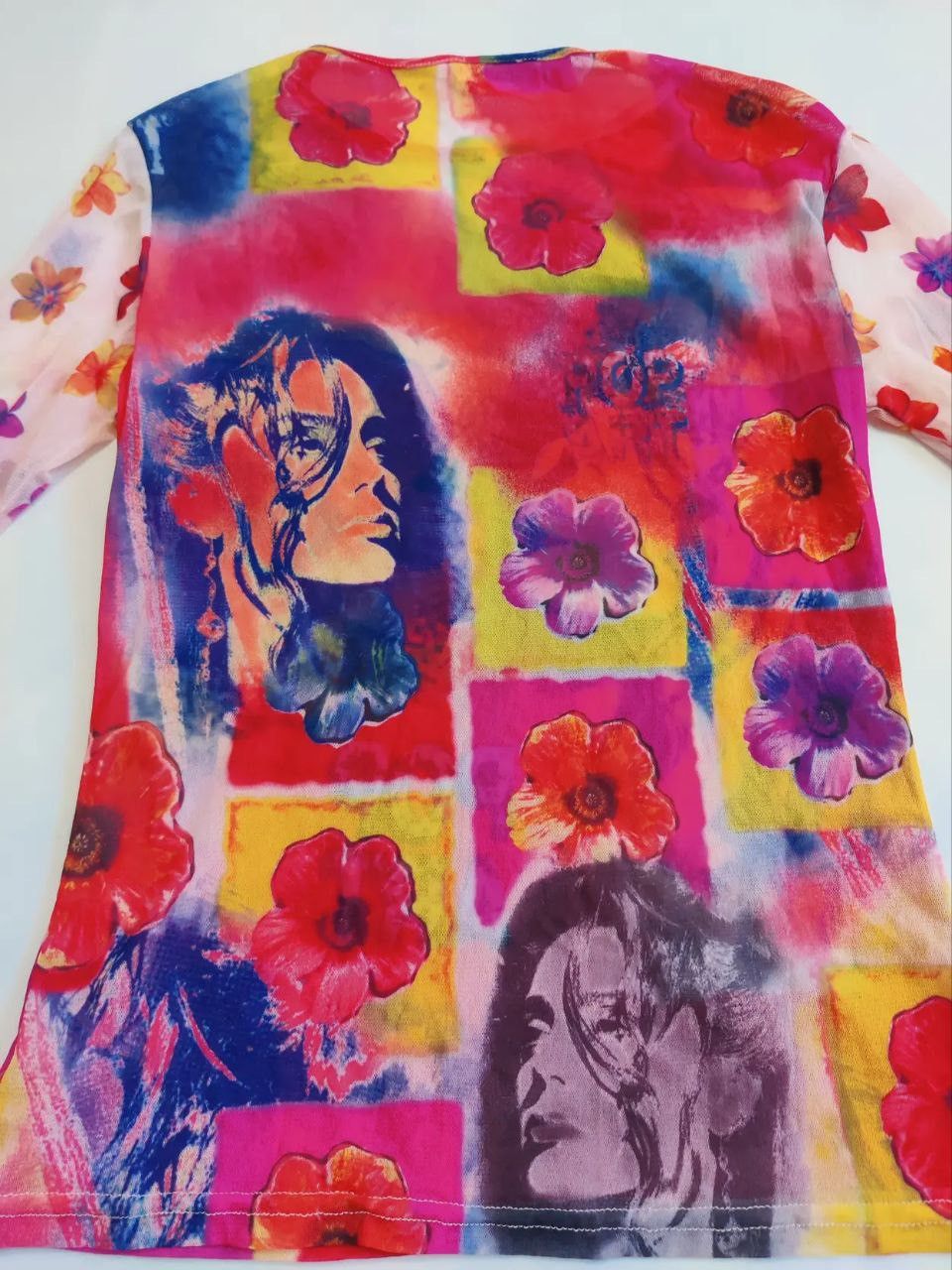 Other Y2K Mesh Blouse Print Art long sleeve jpg 2000s Size M / US 6-8 / IT 42-44 - 3 Thumbnail