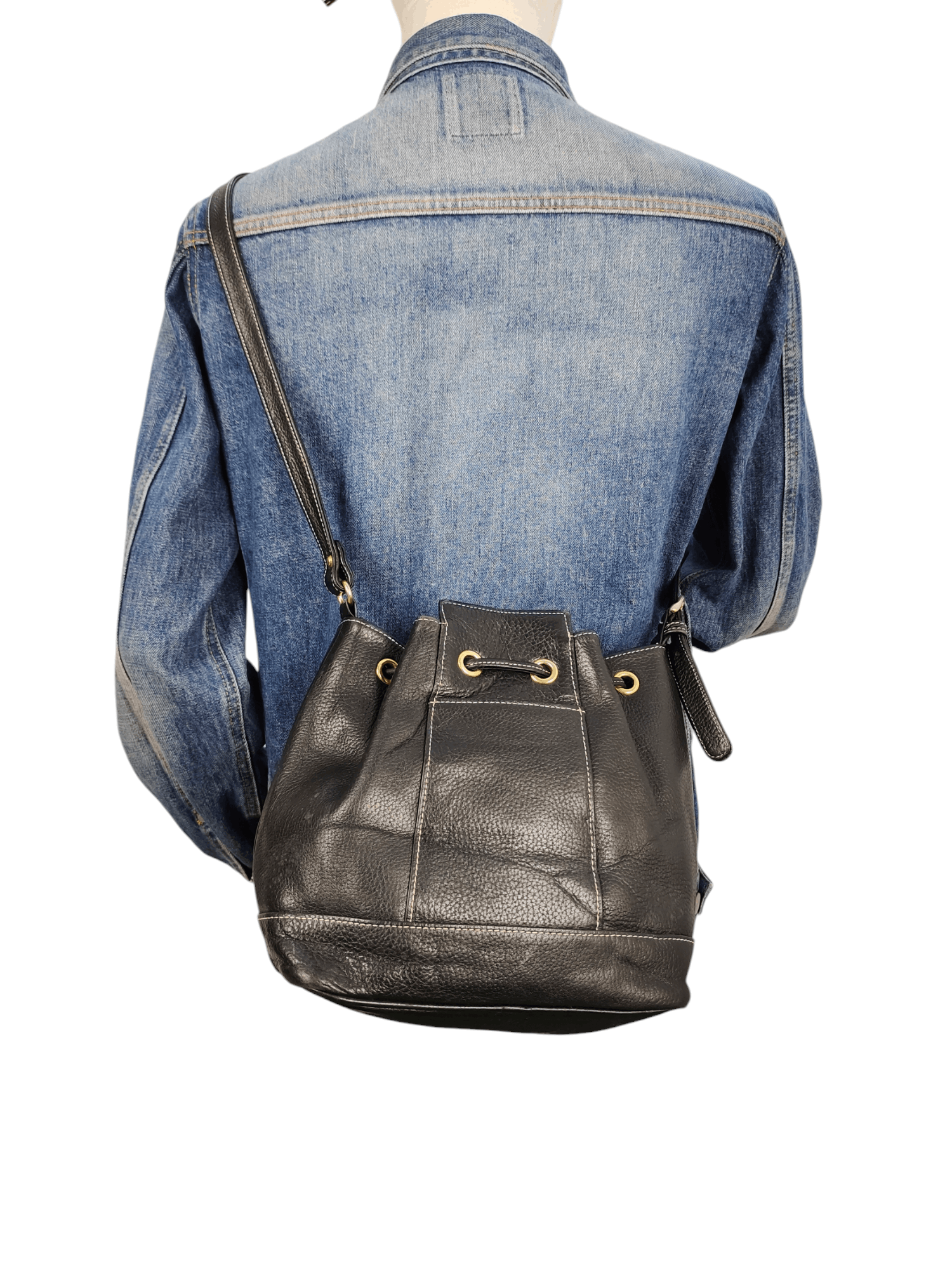 Vintage Jacovitti Italy Patina Full Leather Bucket Bag, Men's
