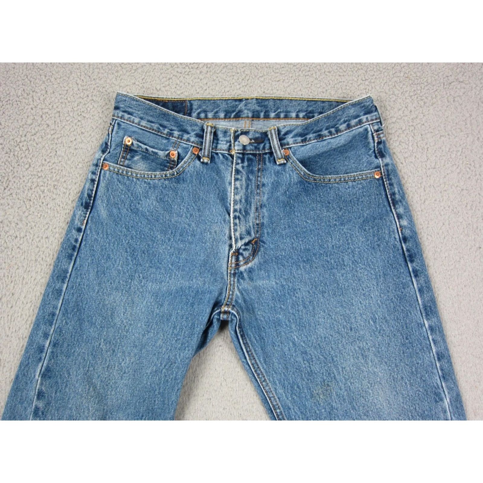 Levi's Levi's 505 Jeans Mens 32x27 Blue Medium Wash Straight Denim Regular Zipper Button Pocket 90s Vintage? No Size US 32 / EU 48 - 2 Thumbnail