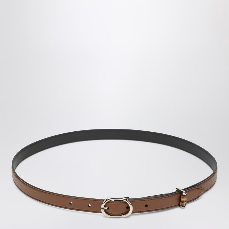Gucci Gucci Thin Brown Belt With Oval Buckle Size ONE SIZE - 1 Thumbnail