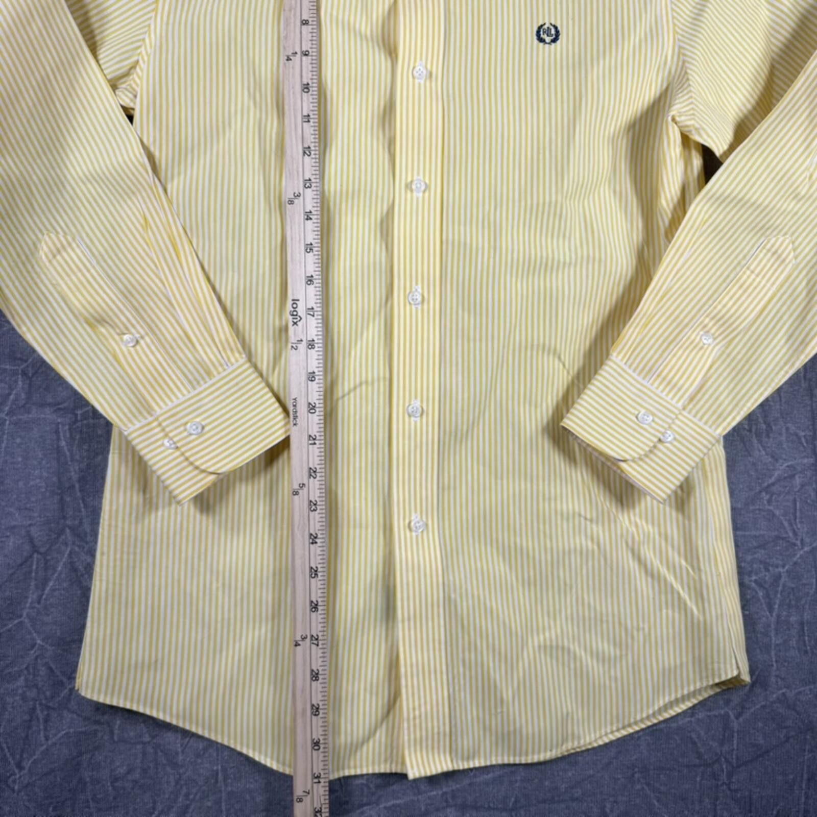 Lauren Ralph Lauren Ralph Lauren Shirt Men's 15 1/2 Yellow Slim Non Iron Stripe Size 38R - 3 Thumbnail