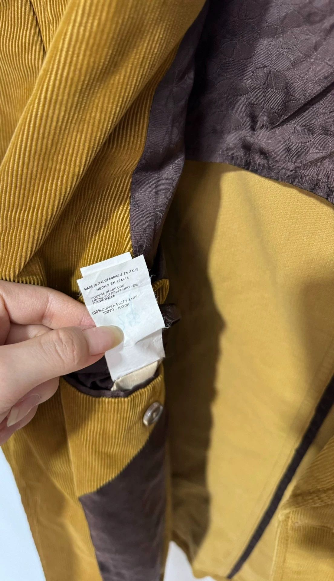 Valentino Valentino 52 Corduroy Suede Trim Blazer Jacket Yellow Brown Size 52S - 8 Thumbnail