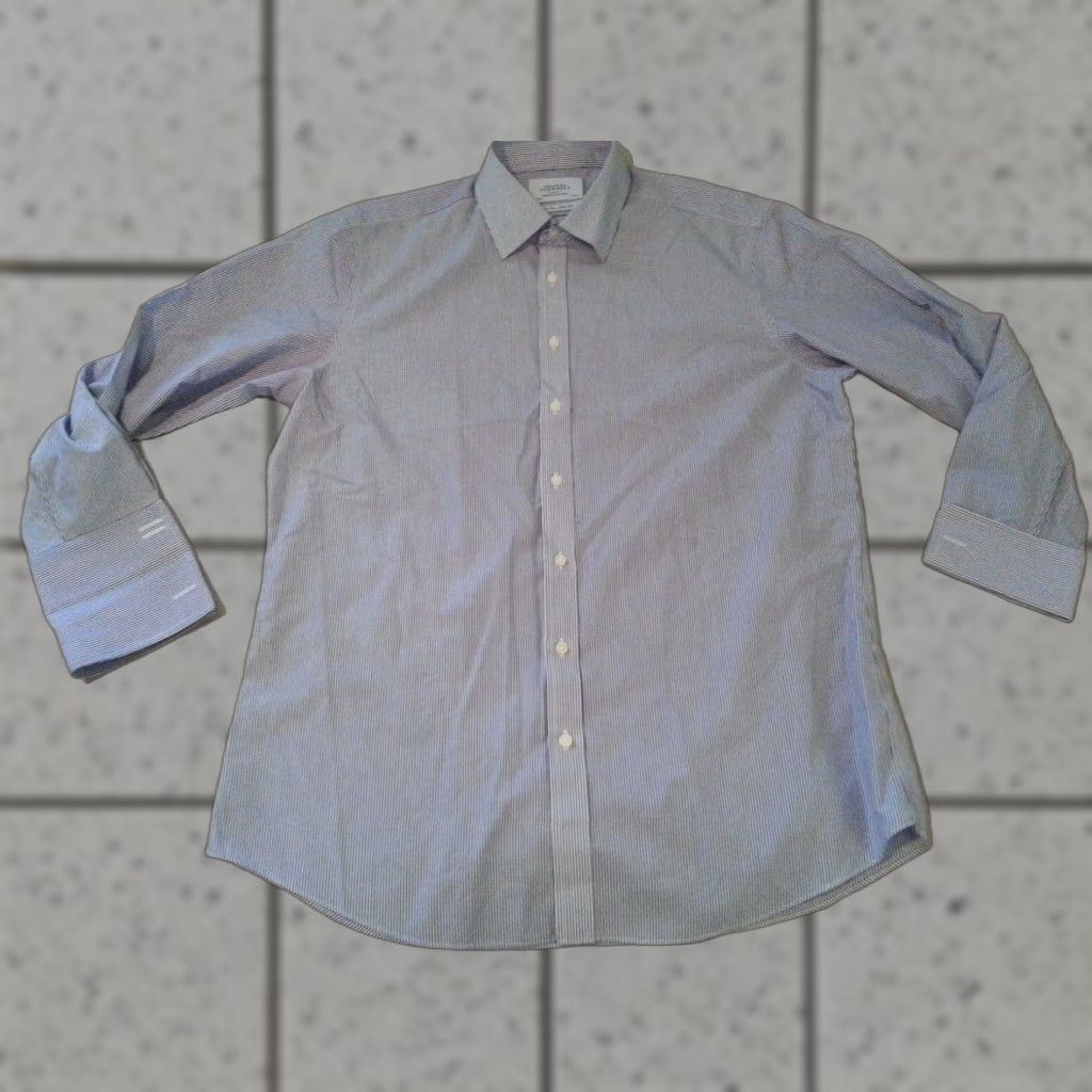 Charles Tyrwhitt VINTAGE Charles Tyrwhitt Dress Shirt 17 1/2 36 Blue Stripes Cotton Mens Shirt Size 46R - 1 Thumbnail