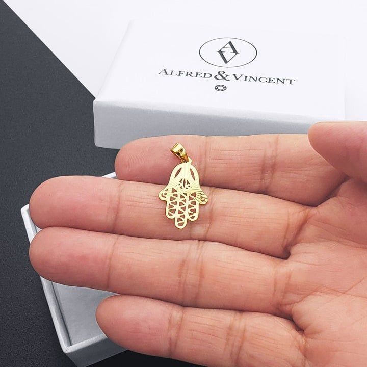Other Hamsa Hand Evil Eye Luck Charm Pendant Solid 14k Yellow Gold Size ONE SIZE - 3 Thumbnail