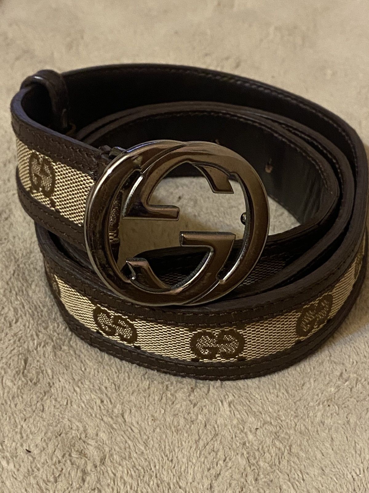 Gucci Gucci Monogram Belt GG Silver Buckle Size ONE SIZE - 2 Thumbnail