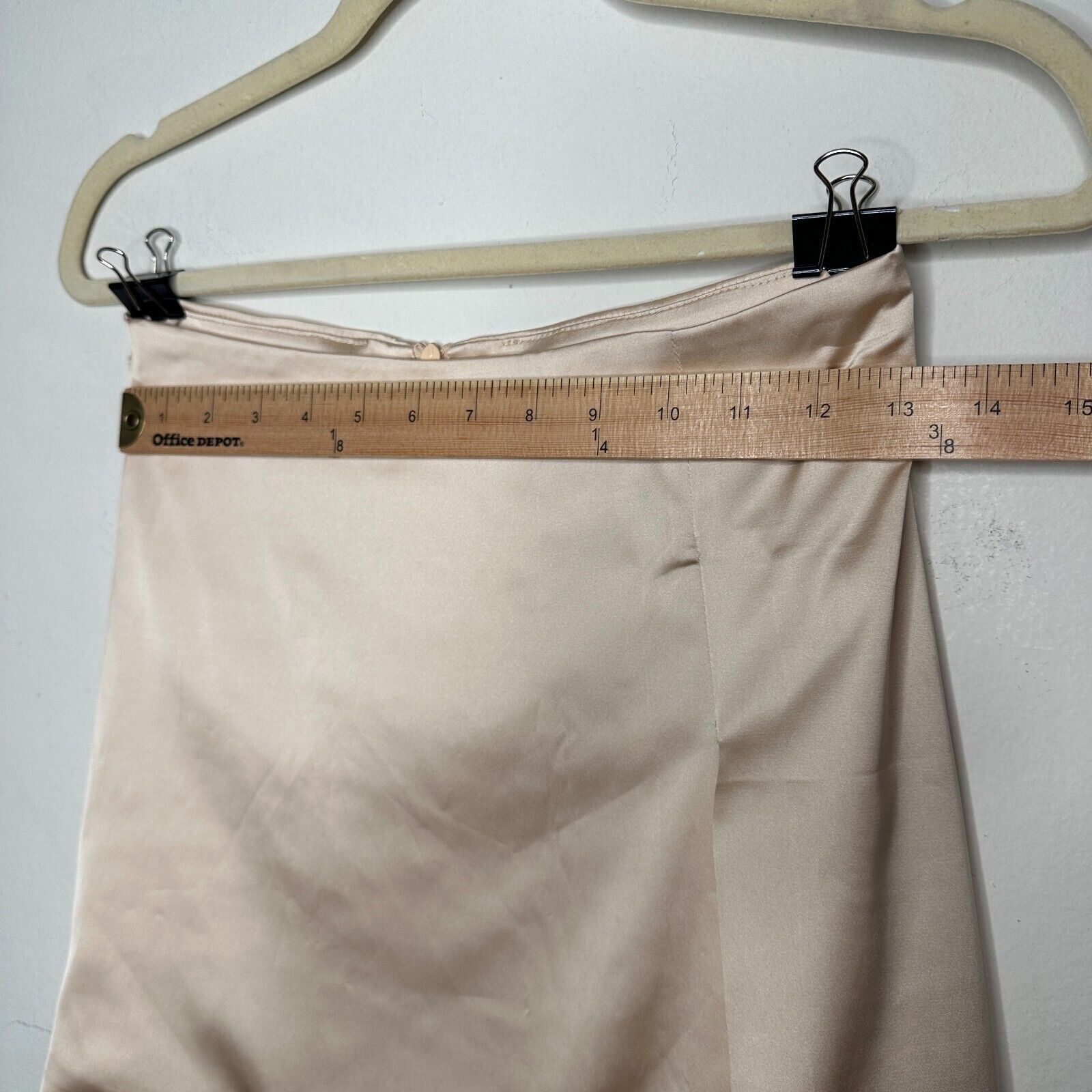 Other Silkhour Ayu Champagne Satin Skirt Kick Split Zip Back Mini Size 27" / US 4 / IT 40 - 10 Thumbnail