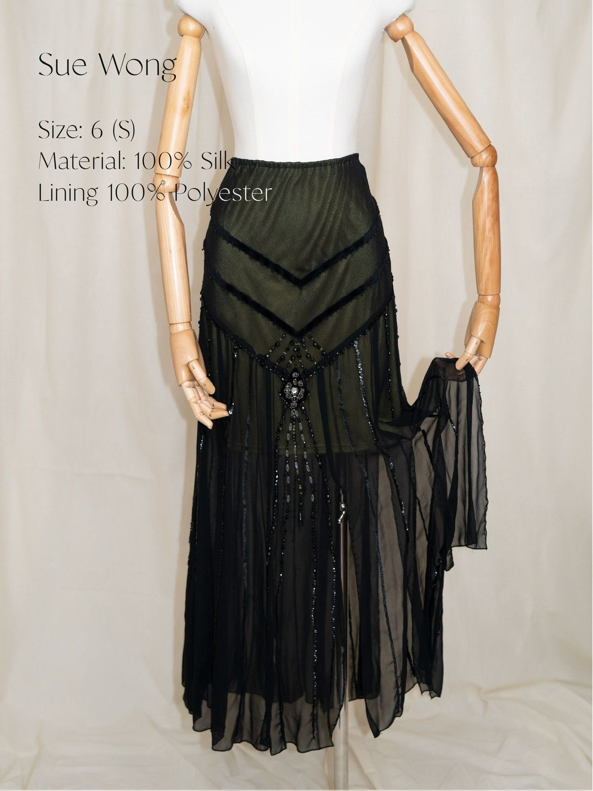 Vintage Sue Wong Beaded Silk Skirt Size 28" / US 6 / IT 42 - 1 Thumbnail