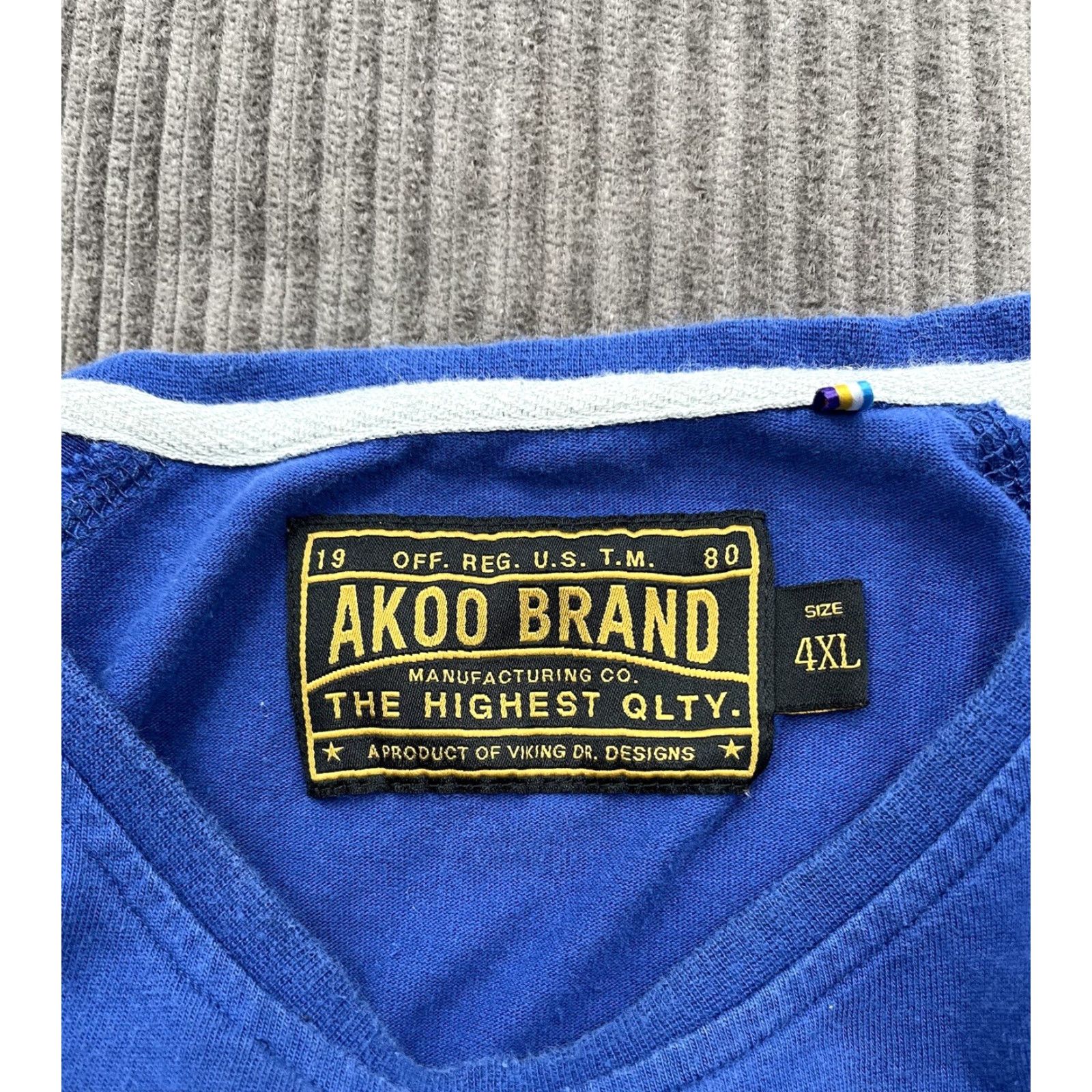 Vintage Akoo Spellout Pullover Sweater Men 4XL Blue Cotton Casual Outdoors Crew Neck Long Sleeve Pullover Casual Seasonal Winter Fall Mens Size US XXL / EU 58 / 5 - 3 Thumbnail