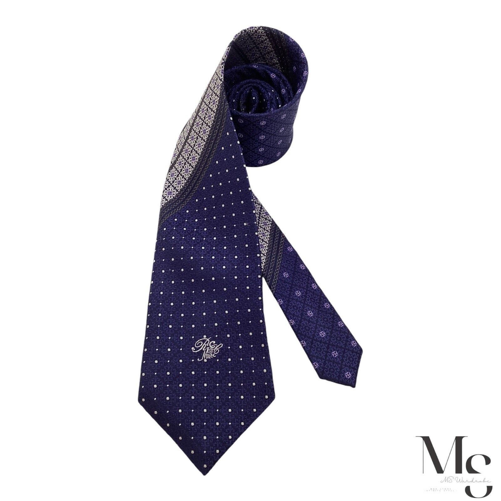 Other NINA RICCI Blue Geometric With Logo Luxury Silk Tie W:3.5" E Size ONE SIZE - 1 Thumbnail
