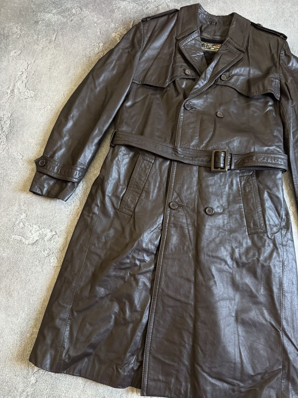 Genuine Leather Retro 52size vintage leather brown coat jacket + lining 90s Size US L / EU 52-54 / 3 - 9 Thumbnail