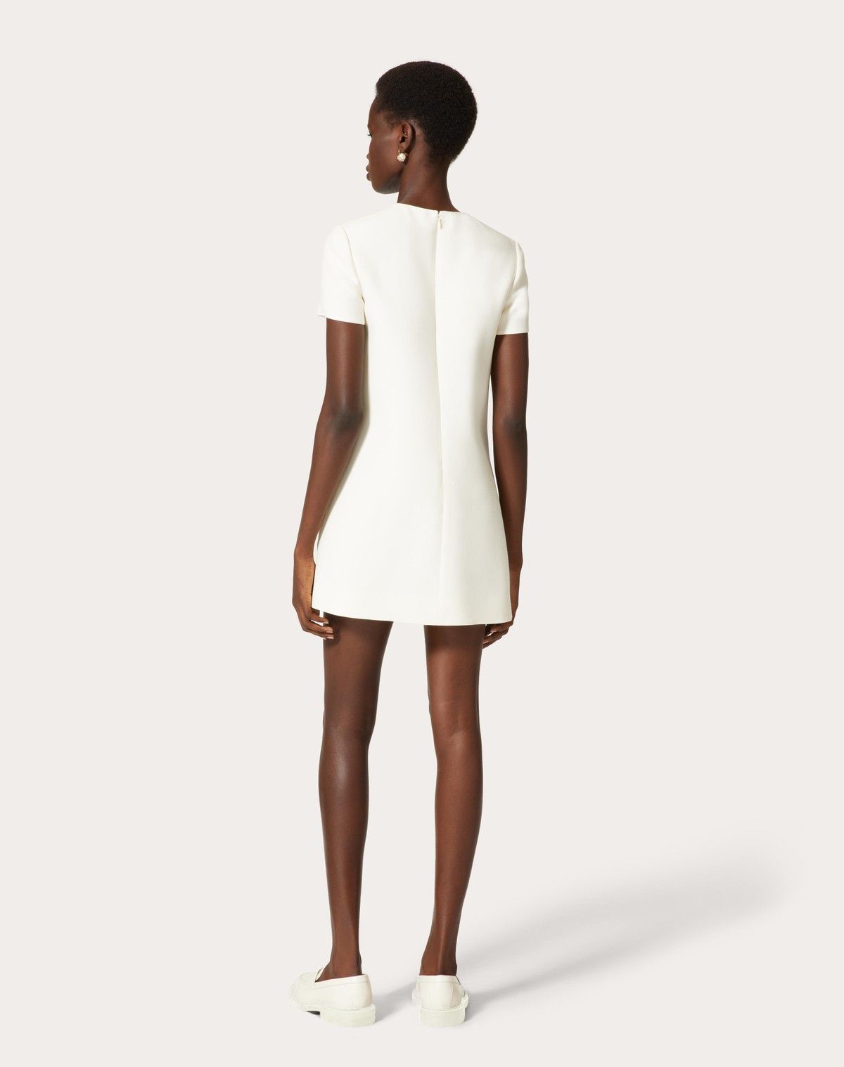 Valentino o1s1wg110525 Crepe Couture Short Dress in White Size S / US 4 / IT 40 - 5 Thumbnail