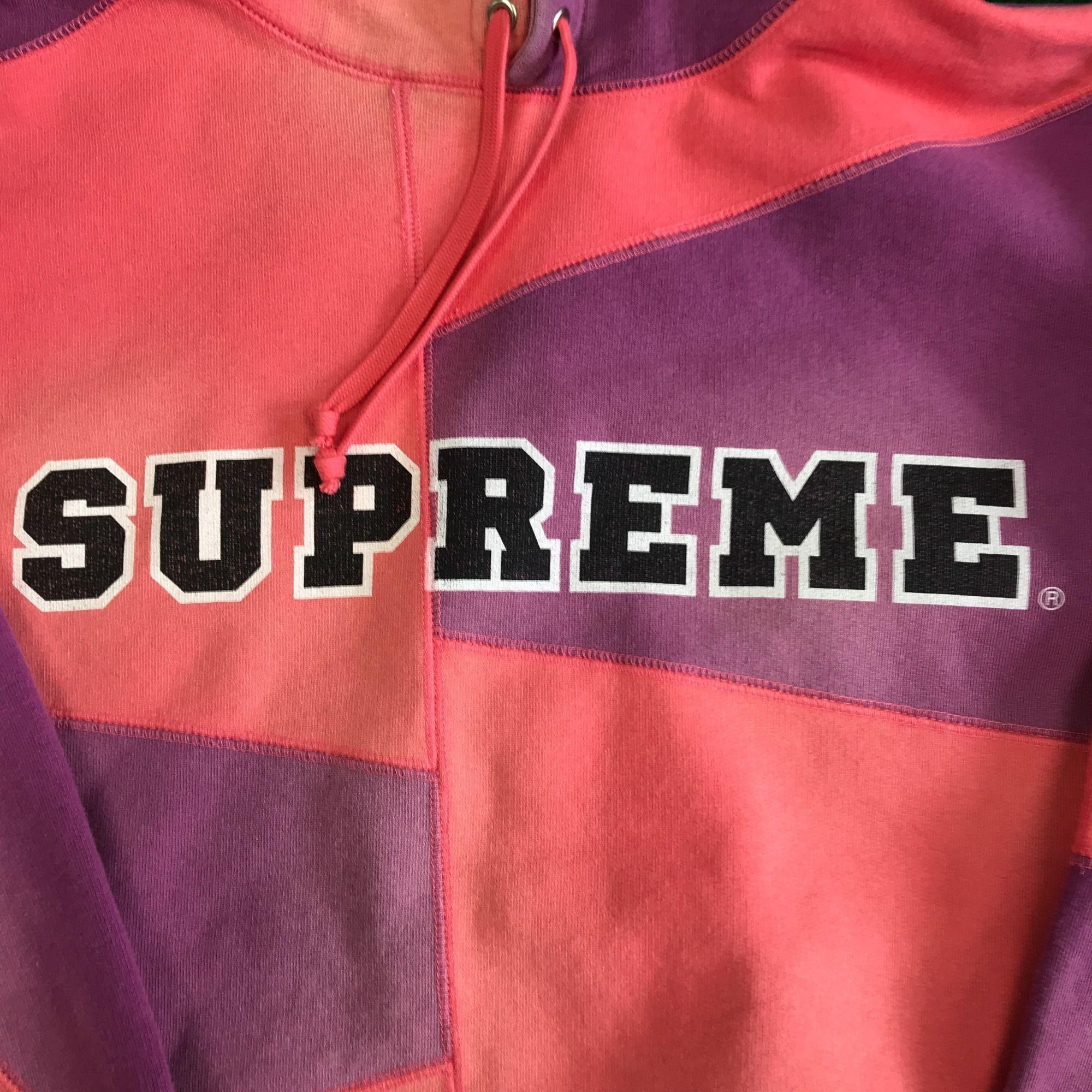 Supreme Supreme Patchwork Bright Coral Pink Hoodie - Size Medium Size US M / EU 48-50 / 2 - 2 Thumbnail
