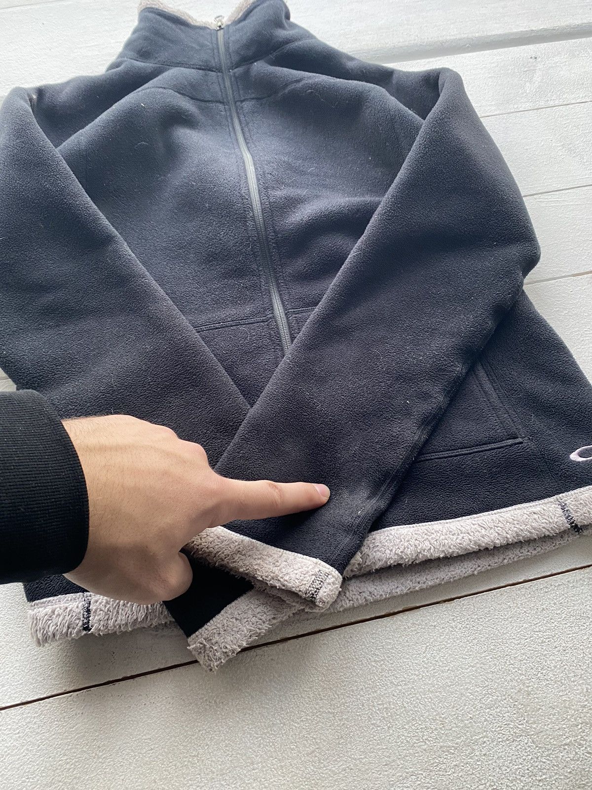 Oakley × Vintage 🔥90s Oakley Fleece Zip Sweatshirt Black Womens Medium Logo Size M / US 6-8 / IT 42-44 - 12 Thumbnail