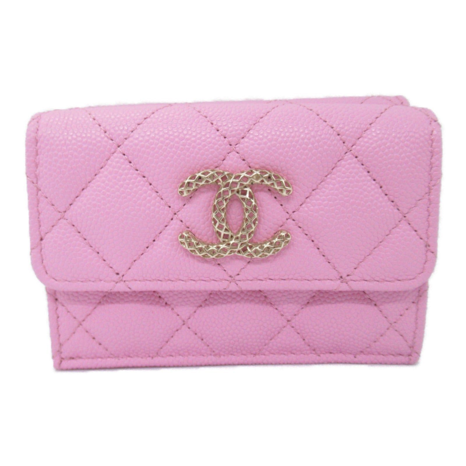 Chanel Chanel Classic Small Flap Wallet Tri-Fold Trifold Caviar Skin (Grained Calf) Pink Gold Hardware Size ONE SIZE - 1 Thumbnail