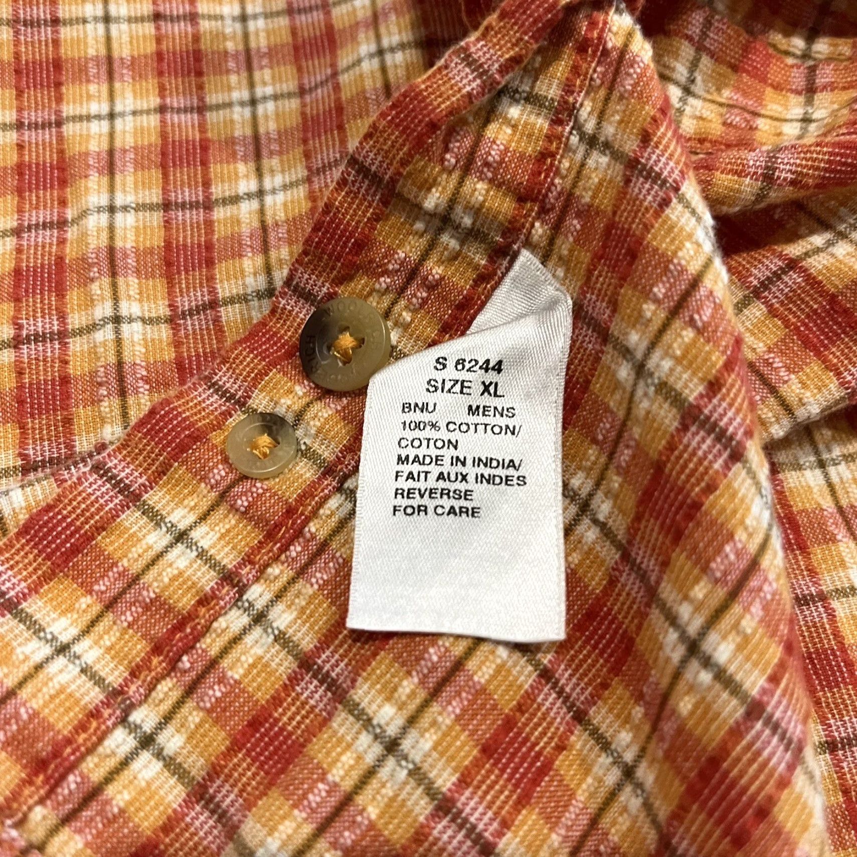 Vintage Woolrich Shirt Short Sleeve Camp Orange Check Mens XL Casual Cotton Button-Up Front-Classic, Preppy, Designer Size US XL / EU 56 / 4 - 4 Thumbnail