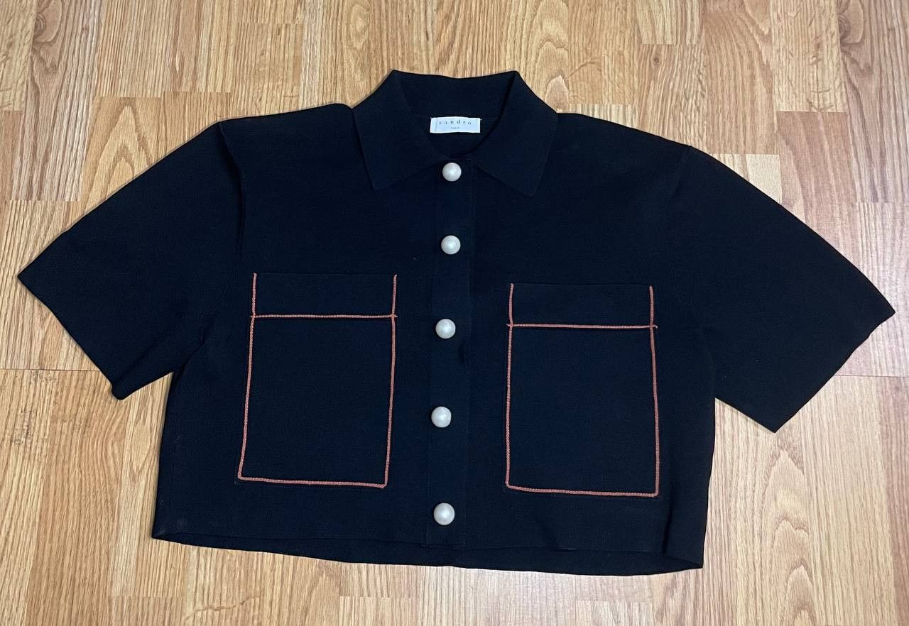 Sandro SANDRO Shirt-Style Cropped Cardigan Size M / US 6-8 / IT 42-44 - 1 Thumbnail