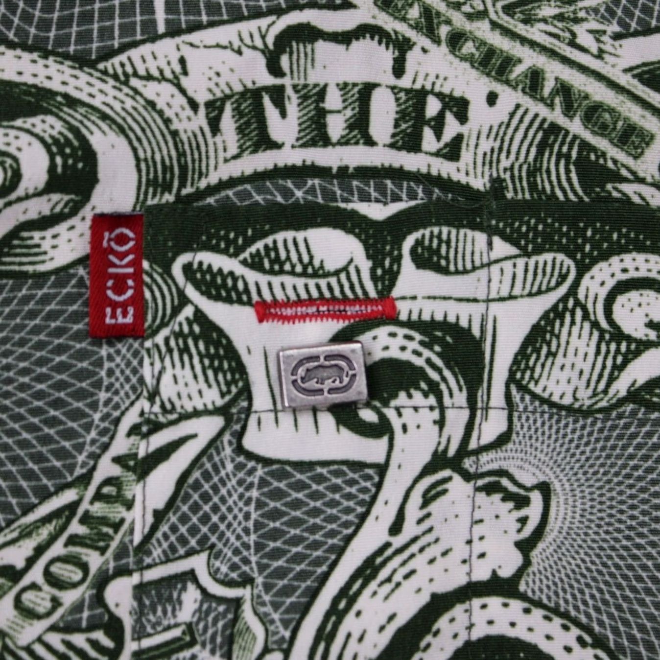 Ecko Unltd. VTG Marc Ecko Polo Shirt Mens XL Green All Over Print S/S Tie Button Embroidered Casual Polo Shirt Size US XL / EU 56 / 4 - 6 Thumbnail