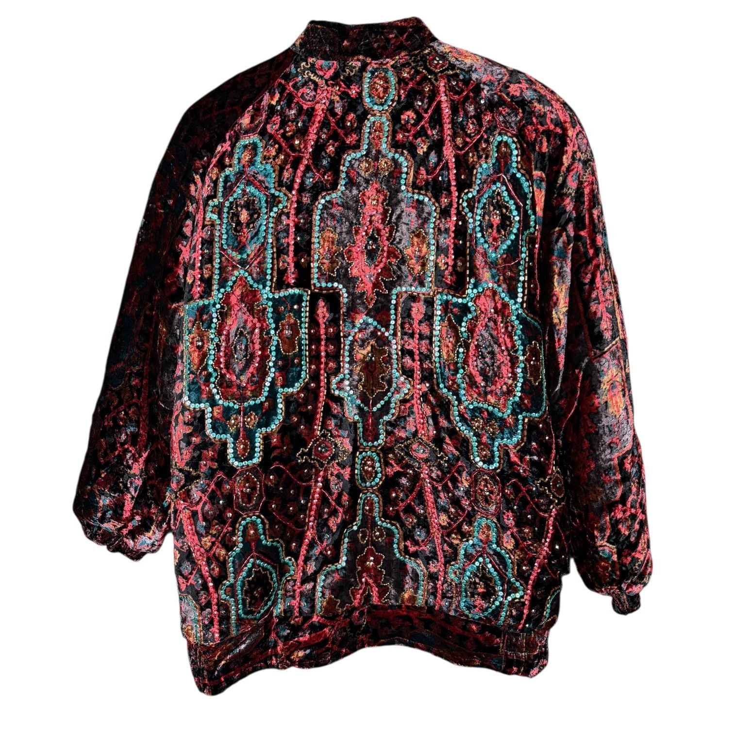 Judith Leiber Vintage Judith Ann Creations Sequined 80s Glam Bomber Jacket Size M / US 6-8 / IT 42-44 - 2 Thumbnail