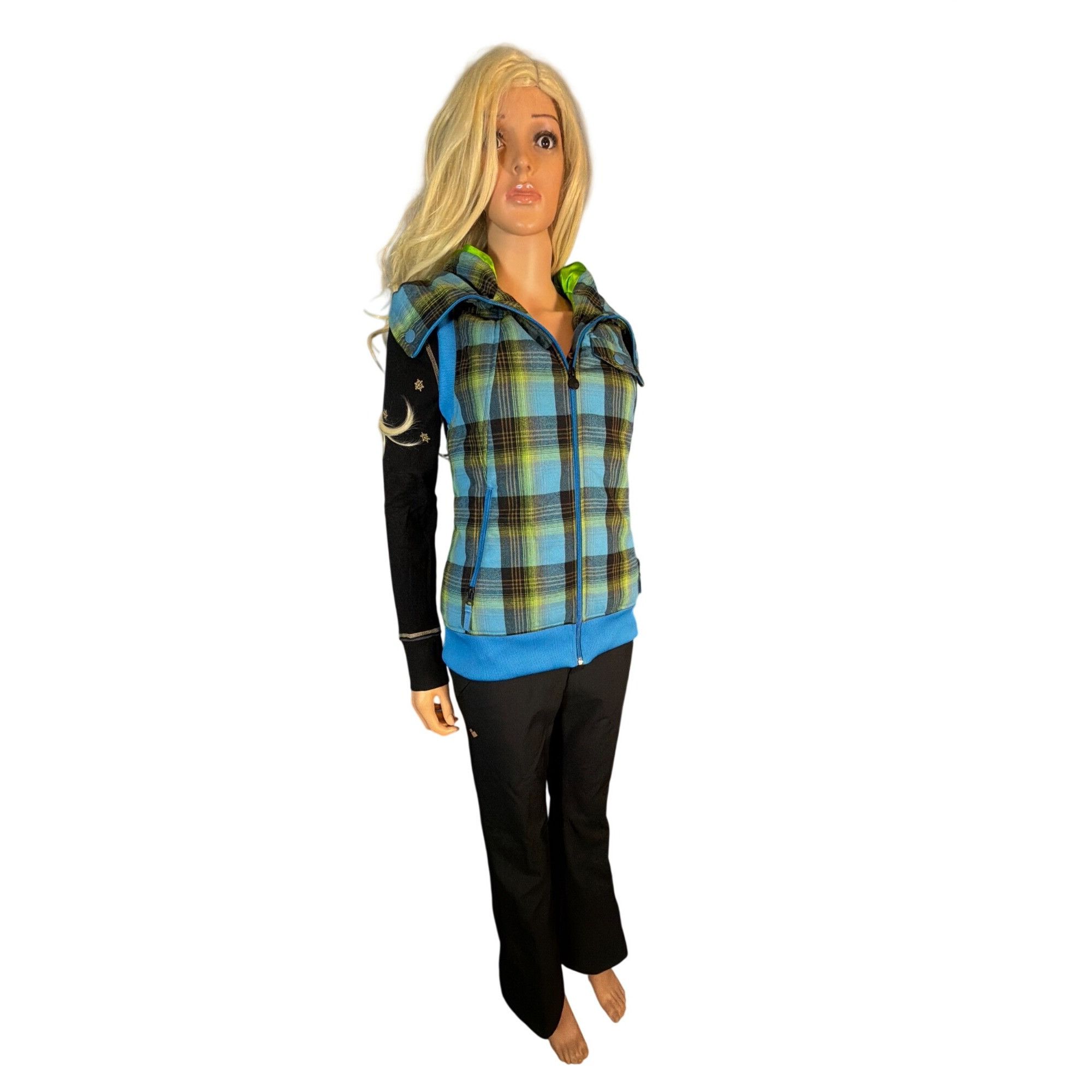 Burton Burton Dryride Vest Women’s S Blue Green Plaid Zip Up Hoodie Size S / US 4 / IT 40 - 19 Thumbnail