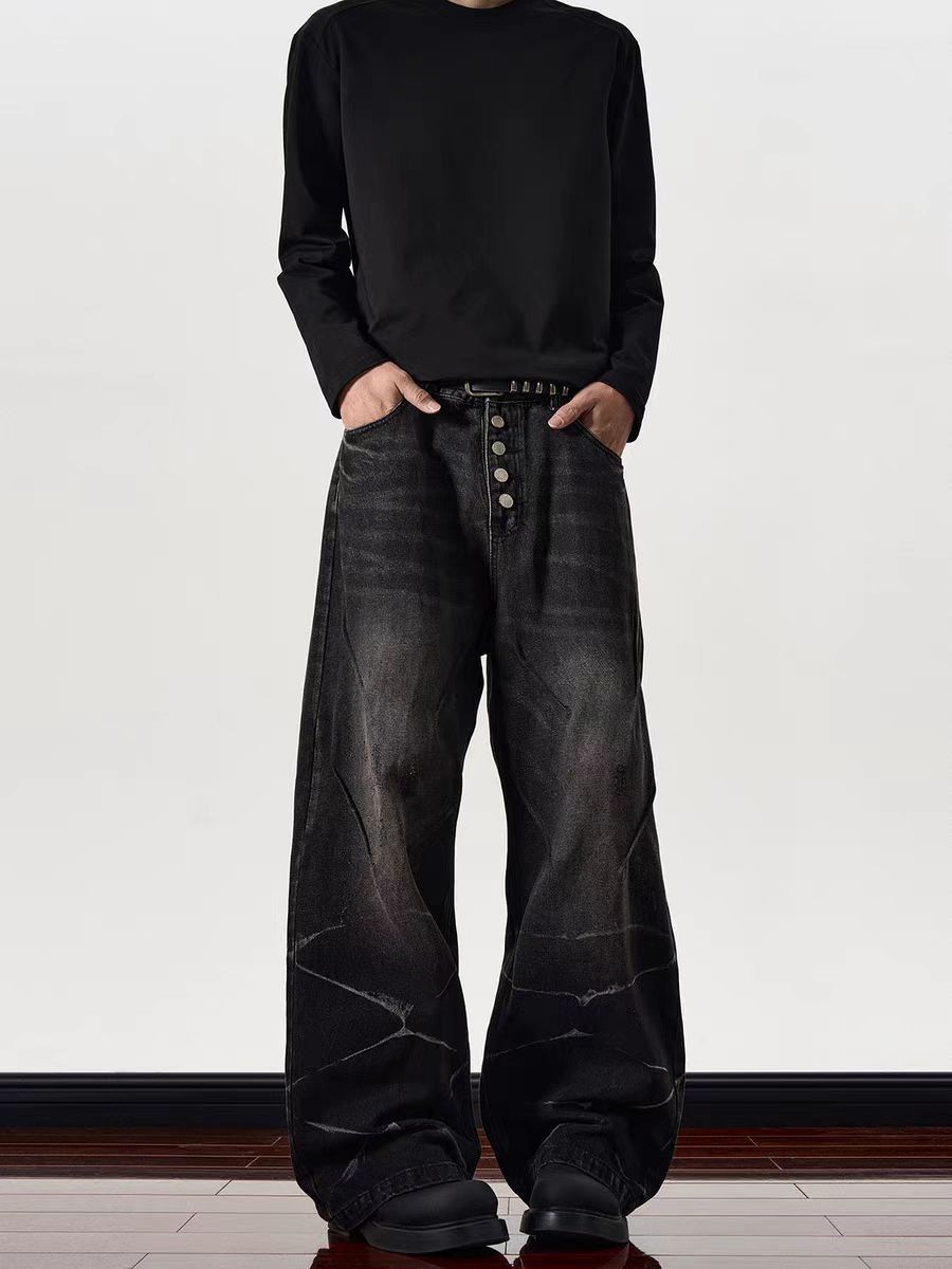 Japanese Brand × Jean High Street Ripped Ribbed Design Baggy Jeans Size US 30 / EU 46 - 1 Thumbnail