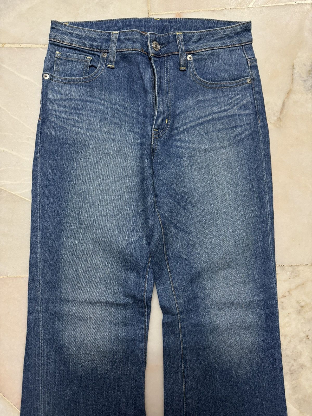 Uniqlo 💥FLARE💥90s STYLE UNIQLO UJ MUDWASH BOOTCUT BLUE JEANS Size US 27 - 3 Thumbnail