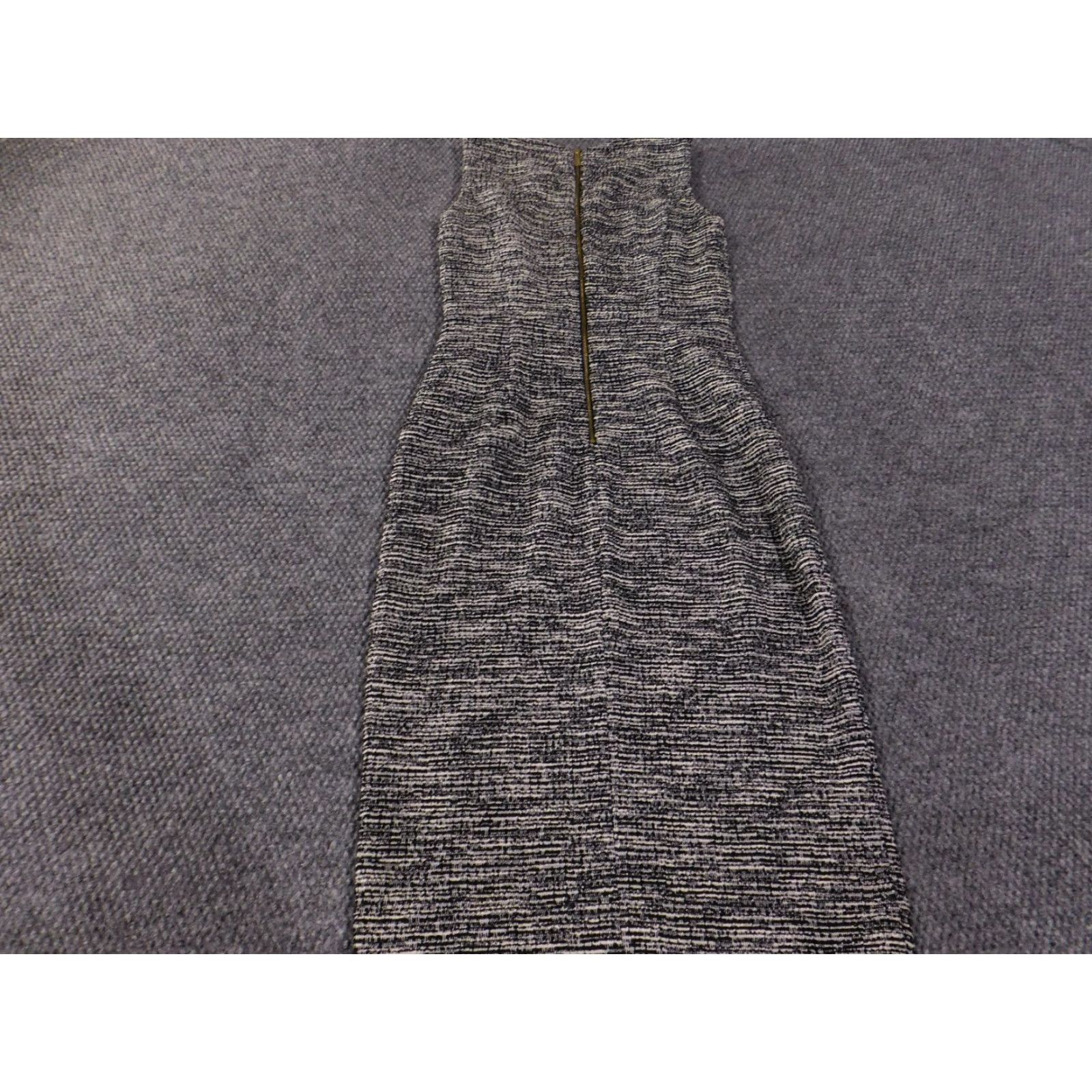 Calvin Klein Calvin Klein Dress Womens 2 Black White Tweed Sheath Knee Length Cap Sleeve Zip Boat Neck A-Line Career Elegant Size XS / US 0-2 / IT 36-38 - 7 Thumbnail