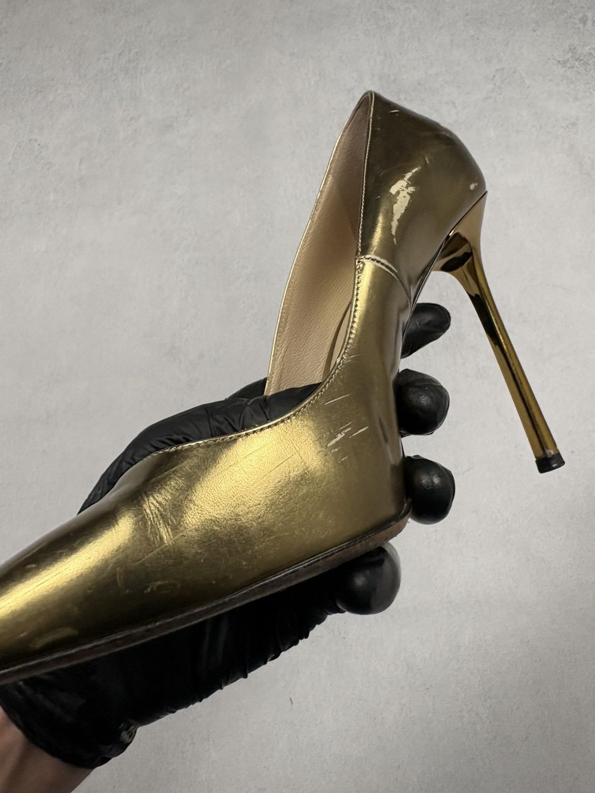 Jimmy Choo Jimmy Choo Gold Metallic Leather Pumps Rare Heels Luxury Size US 8.5 / IT 38.5 - 7 Thumbnail