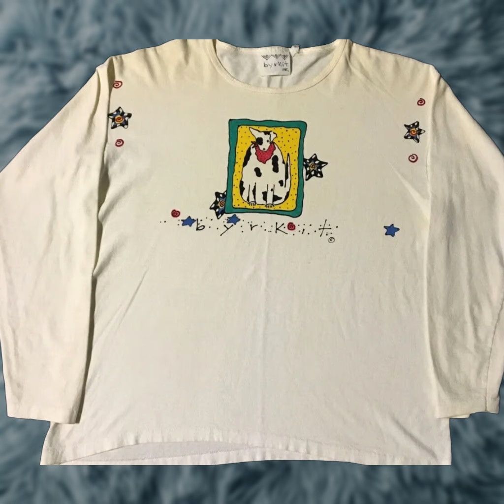 Vintage Vtg 90s Byrkit Abstract Dog Faded Shirt M USA Single Stitch Long Sleeve T-Shirt Men White Austin 80s Nature Animal Grunge Sports Beach Hawaii USA Size US M / EU 48-50 / 2 - 1 Thumbnail