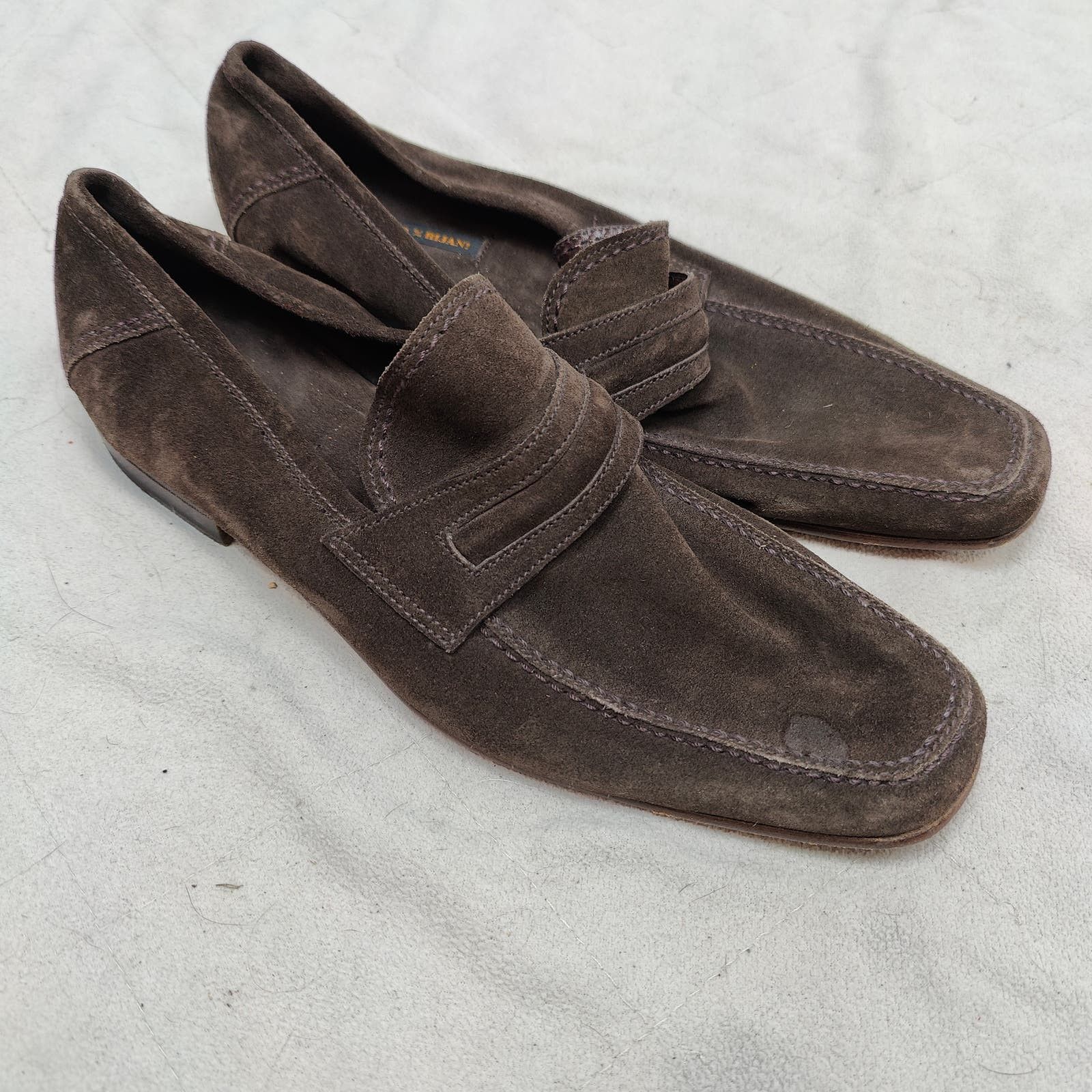 image of One Hundred Bijan! Dress Loafers Mens 9 Brown Suede