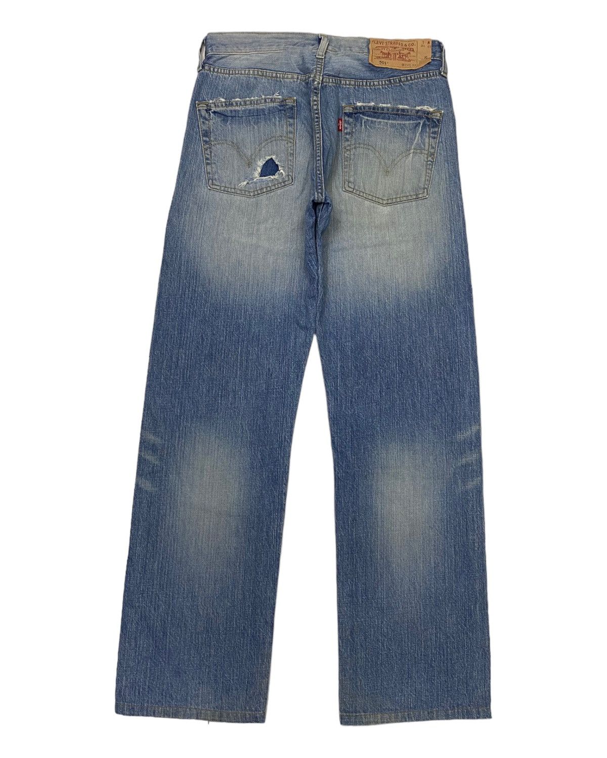LEVIS 501 VINTAGE DISTRESSED DENIM JEANS