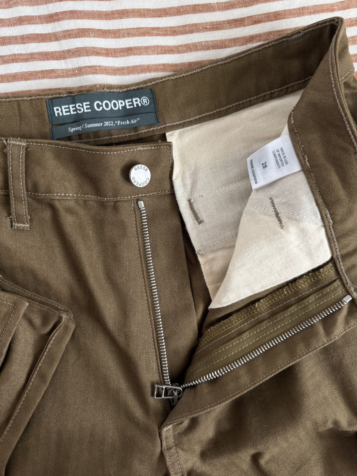 Reese Cooper Cotton Herringbone Cargo Pants Coyote Brown Size US 28 / EU 44 - 5 Thumbnail