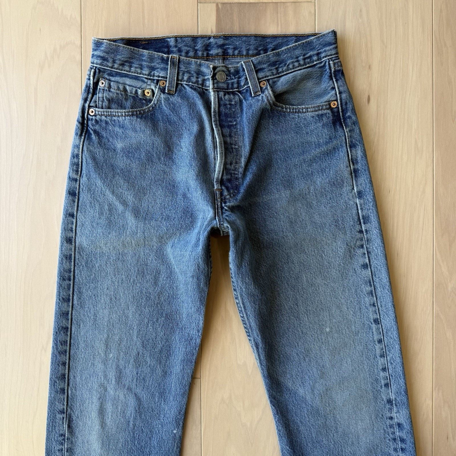 Levi's × Vintage Vintage Levis 501 Jeans 29 Blue 90s Medium Wash Made USA Size US 29 - 3 Thumbnail